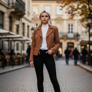 SUEDE TAN JACKET SIZE S